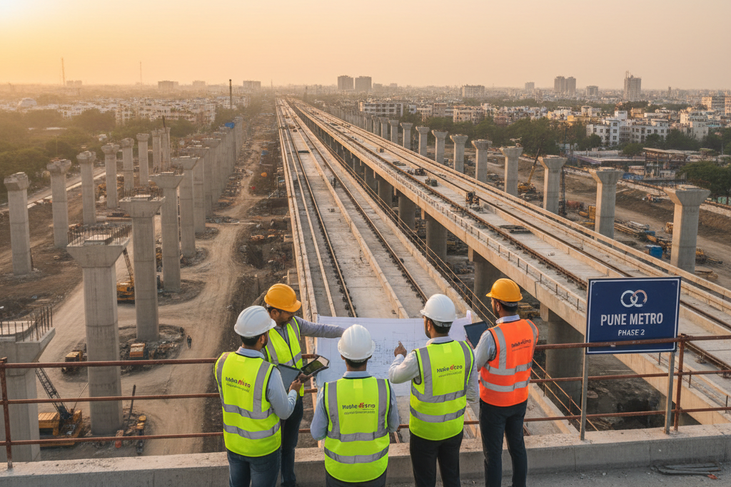 Maha-Metro engineers overseeing Pune Metro Phase 2 project