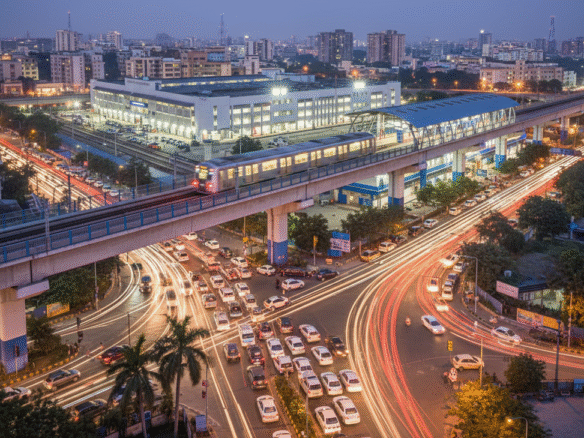 Pune Metro at Kothrud Depot – upcoming double-decker flyover site.