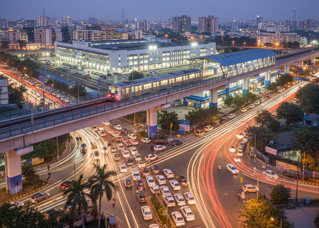 Pune Metro at Kothrud Depot – upcoming double-decker flyover site.