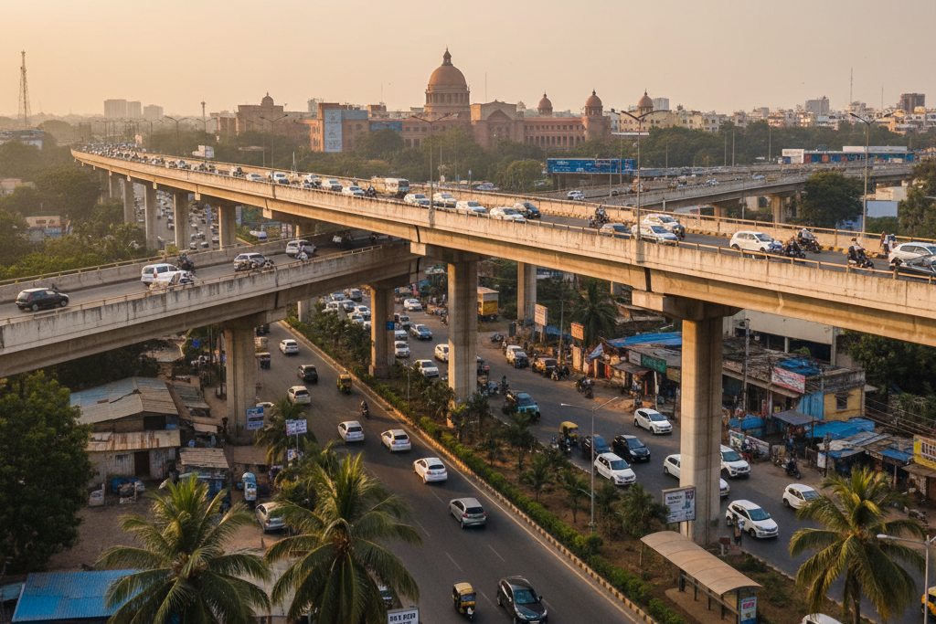 Existing double-decker flyover in Pune under Metro Line 2